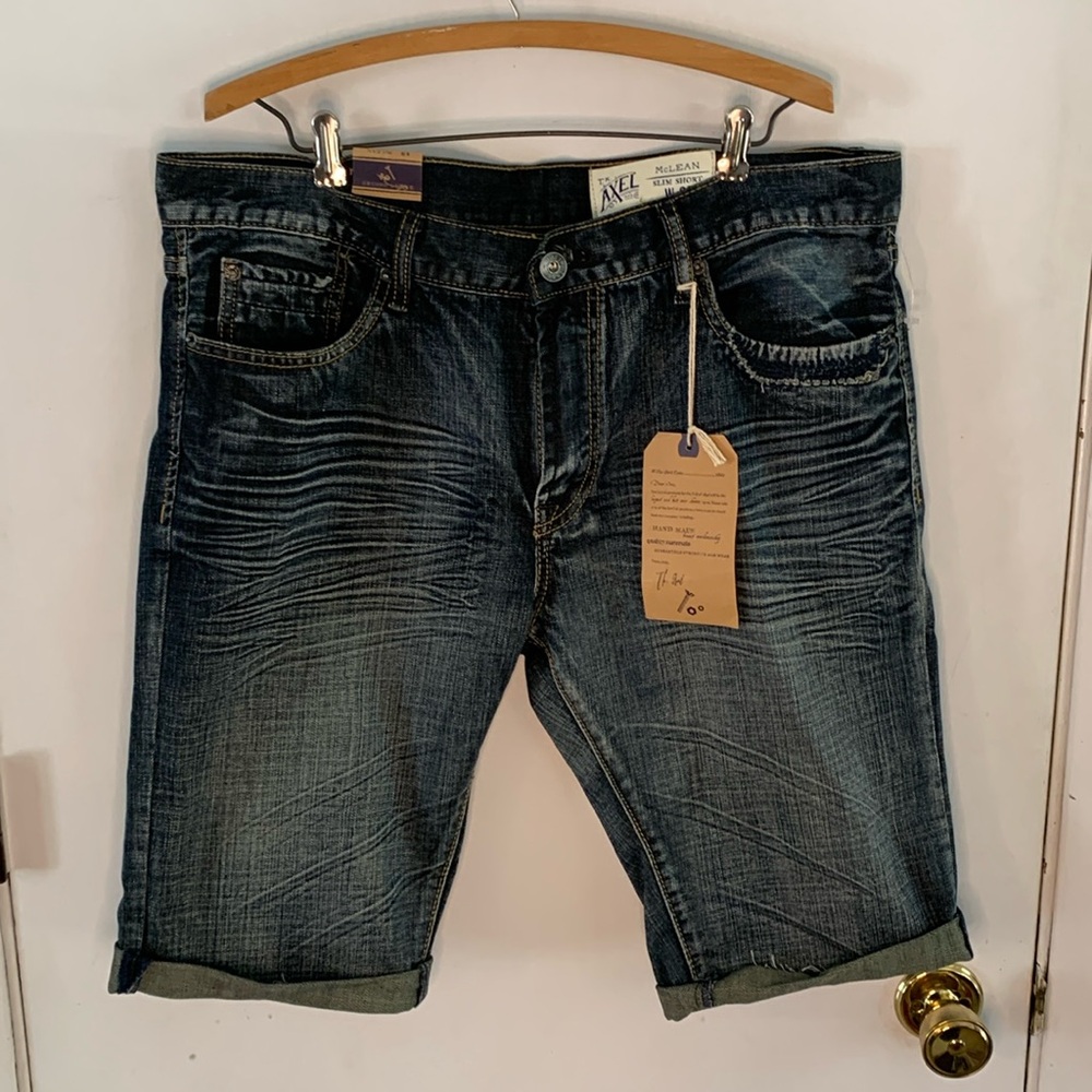 T.K. Axel McLean slim denim cuffed shorts Size 36